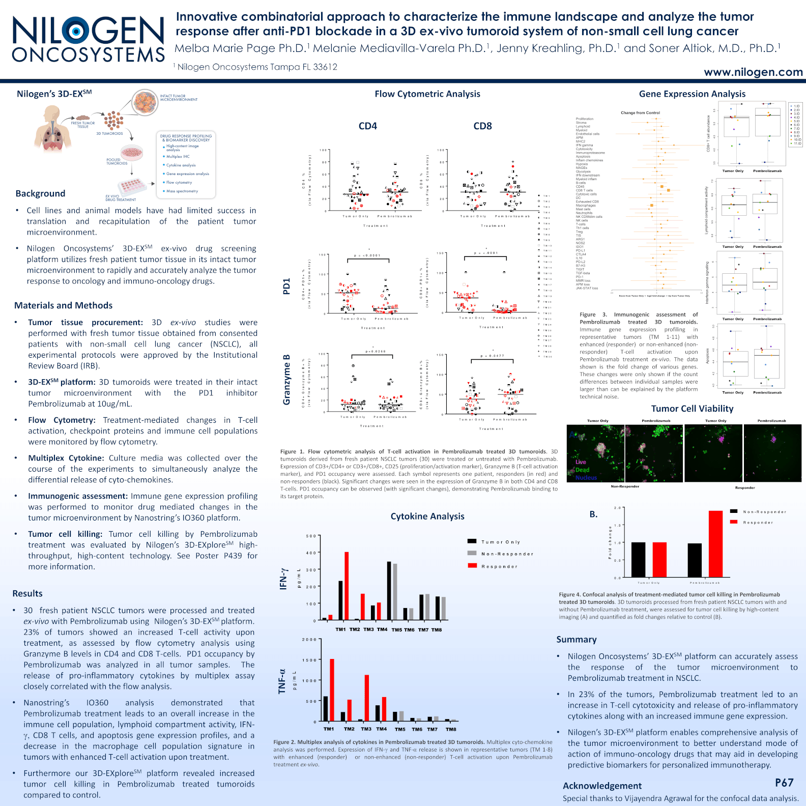 Innovative combinatorial approach to characterize the immune landscape and analyze the tumor response after anti-PD1 blockade in a 3D Ex-Vivo tumoroid system of non-small cell lung cancer Integrated Comprehensive Analysis of Immune Cell subsets and Assessment of Keytruda Response